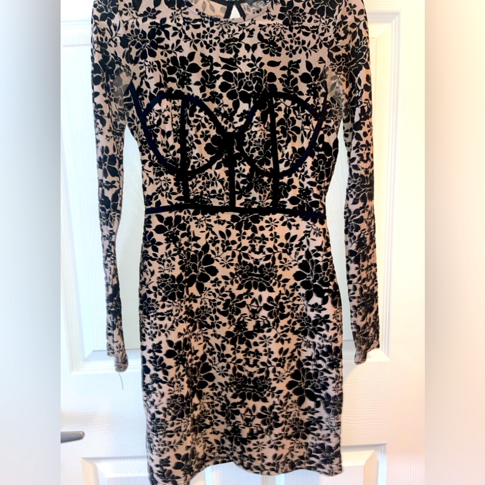 Lulus long sleeve velvet floral dress